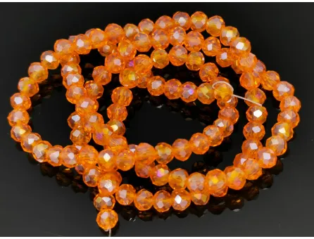 Margele cristal rondel fatetat 4x3mm portocaliu AB (sirag)