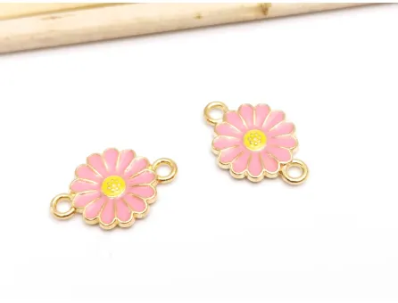 Link auriu floare 21x13mm roz