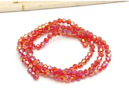 Margele cristal biconic 2x3mm rosu AB (sirag)