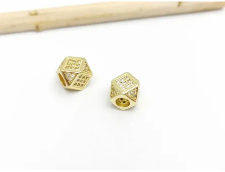 Distantier cubic zirconia 7x7mm auriu (1buc)