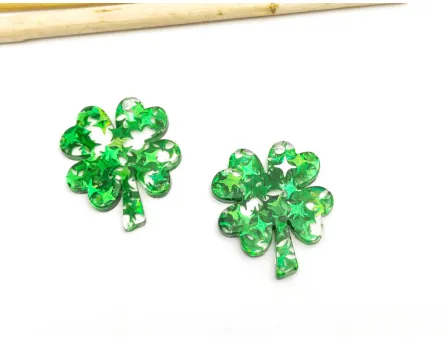 Pandantiv rasina trifoi 23x22x2.5mm verde