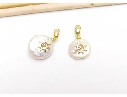 Pandantiv perle de cultura cu cubic zirconia 17~11x11~10x6~5mm