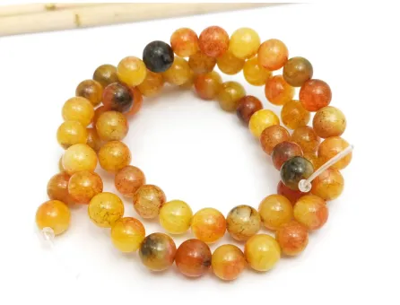 Sirag jad sfere 6mm mix galben portocaliu