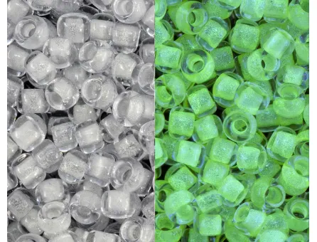 Toho rotunde 11/0 Dark Gray Crystal/Glow Bright Green - fosforescent (5g)