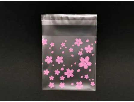 Pungi celofan autoadezive flori roz 10x7cm (10buc)