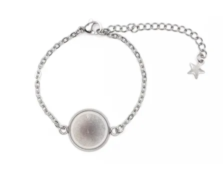 Baza bratara otel inoxidabil 304 cu prelungitor interior cabochon 16mm, lungime 14.5cm