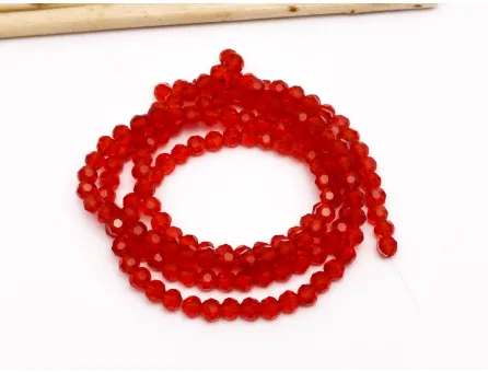 Margele cristal rotund fatetat 3~3.5mm rosu inchis (sirag)