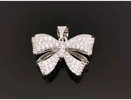 Charm funda din cubic zirconia 21.5x16mm argintiu