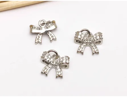 Charm funda din cubic zirconia 13x10.5mm argintiu