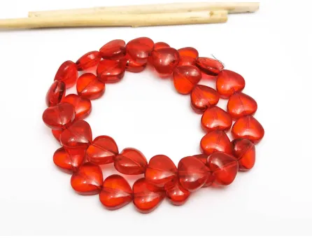 Margele sticla inima 10x9.5mm rosu (sirag)