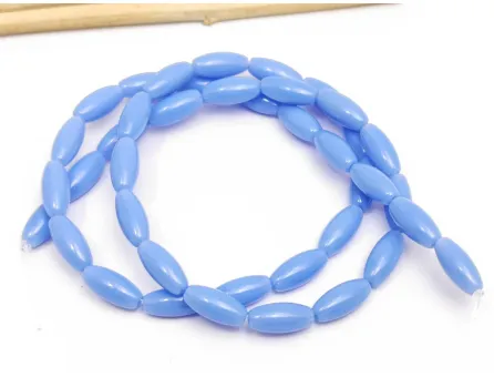 Margele sticla ovale 9x4mm albastru sapphire opac (sirag)