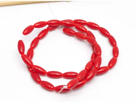 Margele sticla ovale 9x4mm rosu opac (sirag)