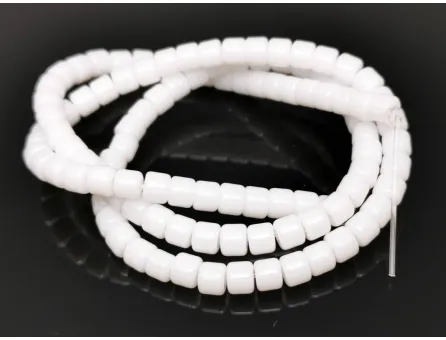 Margele sticla rondele 4x3.5mm alb opac (sirag)