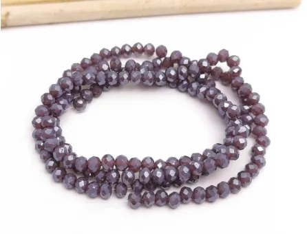 Margele cristal rondel 3x2mm mov inchis opal lustered (sirag)