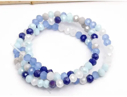 Margele cristal rondel fatetat 4x3mm mix albastru (sirag)