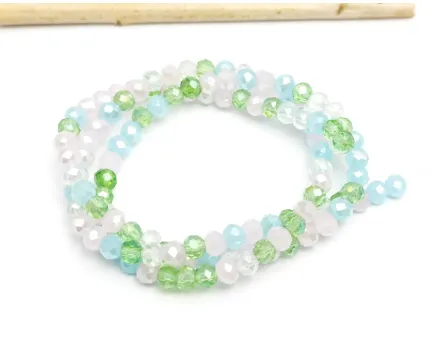 Margele cristal rondel fatetat 4x3mm mix verde (sirag)