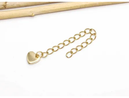 Prelungitor lant otel inoxidabil 304 auriu cu charm inima 5cm