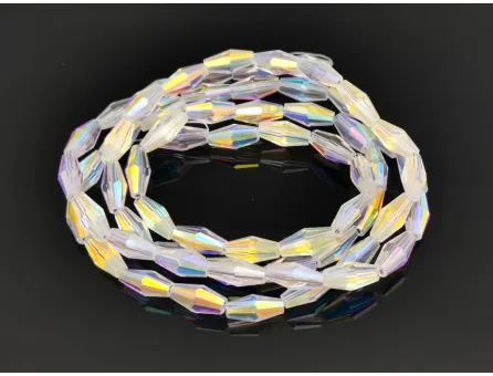 Margele cristal biconic 8x4mm transparent AB (sirag)