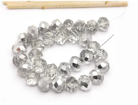 Margele cristal rondel fatetat 10x8mm transparent argintiu (sirag)