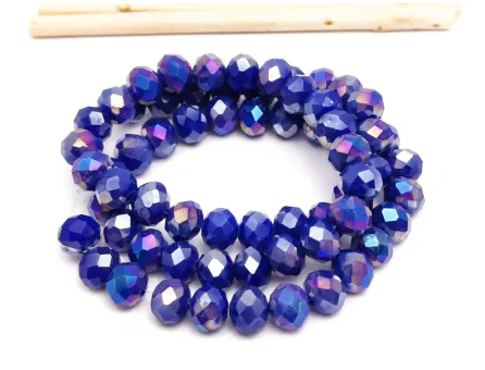 Margele cristal rondel fatetat 8x6mm blue opac AB (sirag)