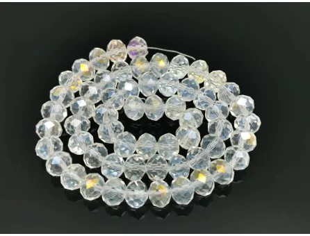 Margele cristal rondel fatetat 8x6mm transparent AB (sirag)