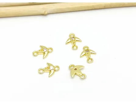 Link cubic zirconia auriu randunica 8x6.5x1.5mm roz