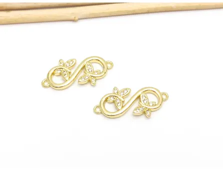 Link cubic zirconia infinit cu fluturi 23x12mm auriu