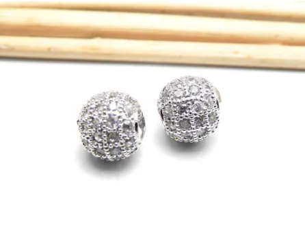 Distantier cubic zirconia 8mm argintiu (1buc)