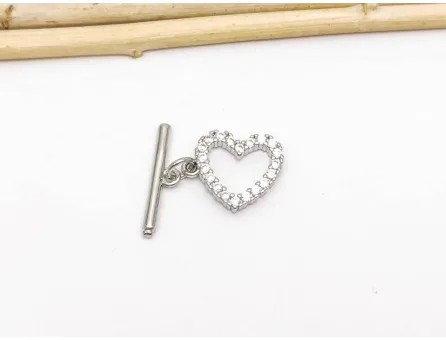 Inchizatoare cubic zirconia toggle 14x12mm inima