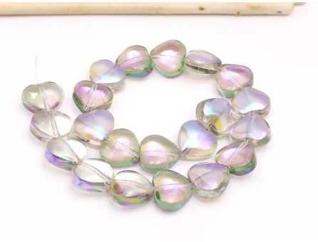 Margele sticla inima electroplacate 10mm iris gri mov (sirag)