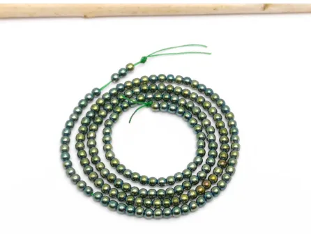 Margele sticla electroplacate 2.5mm iris verde auriu (sirag)