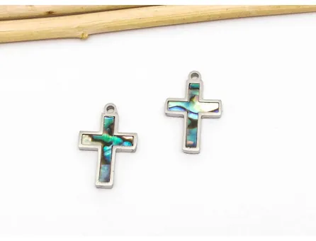 Pandantiv scoica Paua cruce 17x11mm