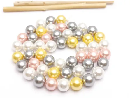 Sirag Perle tip mallorca 8mm mix gri roz auriu