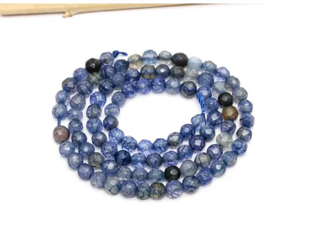 Sirag agate fatetat 4mm albastru denim