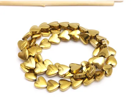 Sirag hematit inima 8x8mm auriu