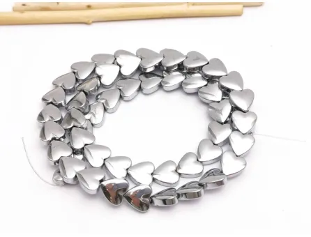 Sirag hematit inima 8x8mm argintiu