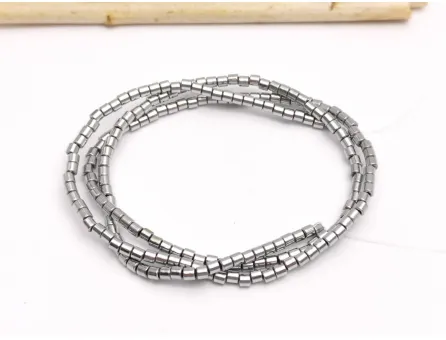 Sirag hematit tub 2x2mm argintiu deschis