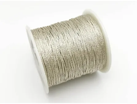 Snur metalic poliester impletit pentru broderie 0.80mm argintiu (25m)