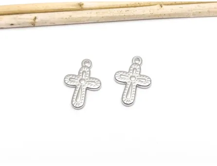 Charm otel inoxidabil 304 cruce 19x13.5x3mm