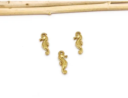 Charm otel inoxidabil 304 auriu placat IP calut de mare 14.5x5x3mm
