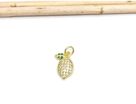 Charm lamaie din cubic zirconia auriu 14x10mm