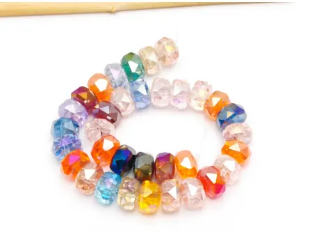 Margele cristal rondel fatetat 8x5mm multicolor (sirag)