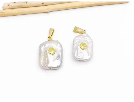 Pandantiv perle de cultura 21.5x12.5x5.5mm auriu