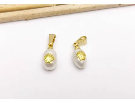 Pandantiv perle de cultura 14~11x9~6mm auriu