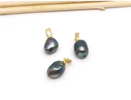 Pandantiv perle de cultura 14~11x9~7mm auriu