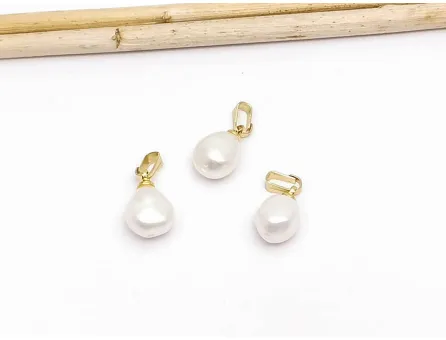 Pandantiv perle de cultura 14~11x9~7mm auriu