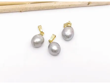 Pandantiv perle de cultura 14~11x9~7mm auriu