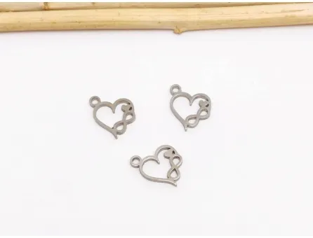 Charm otel inoxidabil 304 inima cu infinit 10x8x1mm