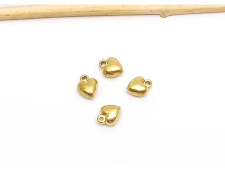 Charm otel inoxidabil 304 auriu placat IP inima 8x6x4mm