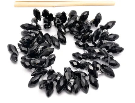 Cristal briolete 12x6mm negru (sirag)